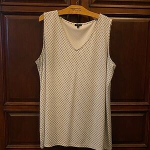 Talbots Sleeveless Top with Blue and White Design